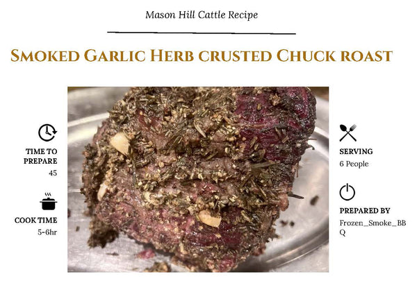 Mason Hill Cattle Recipe for Smoked Garlic Herb Crusted Wagyu Chuck Roast